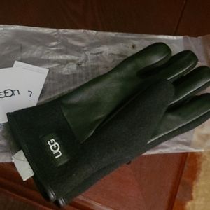 Men's touch screen wool and leather gloves
